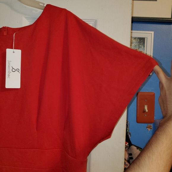 *SOLD* NWT Jasambac Red Bodycon Pencil Dress with Pockets - Picture 6 of 16